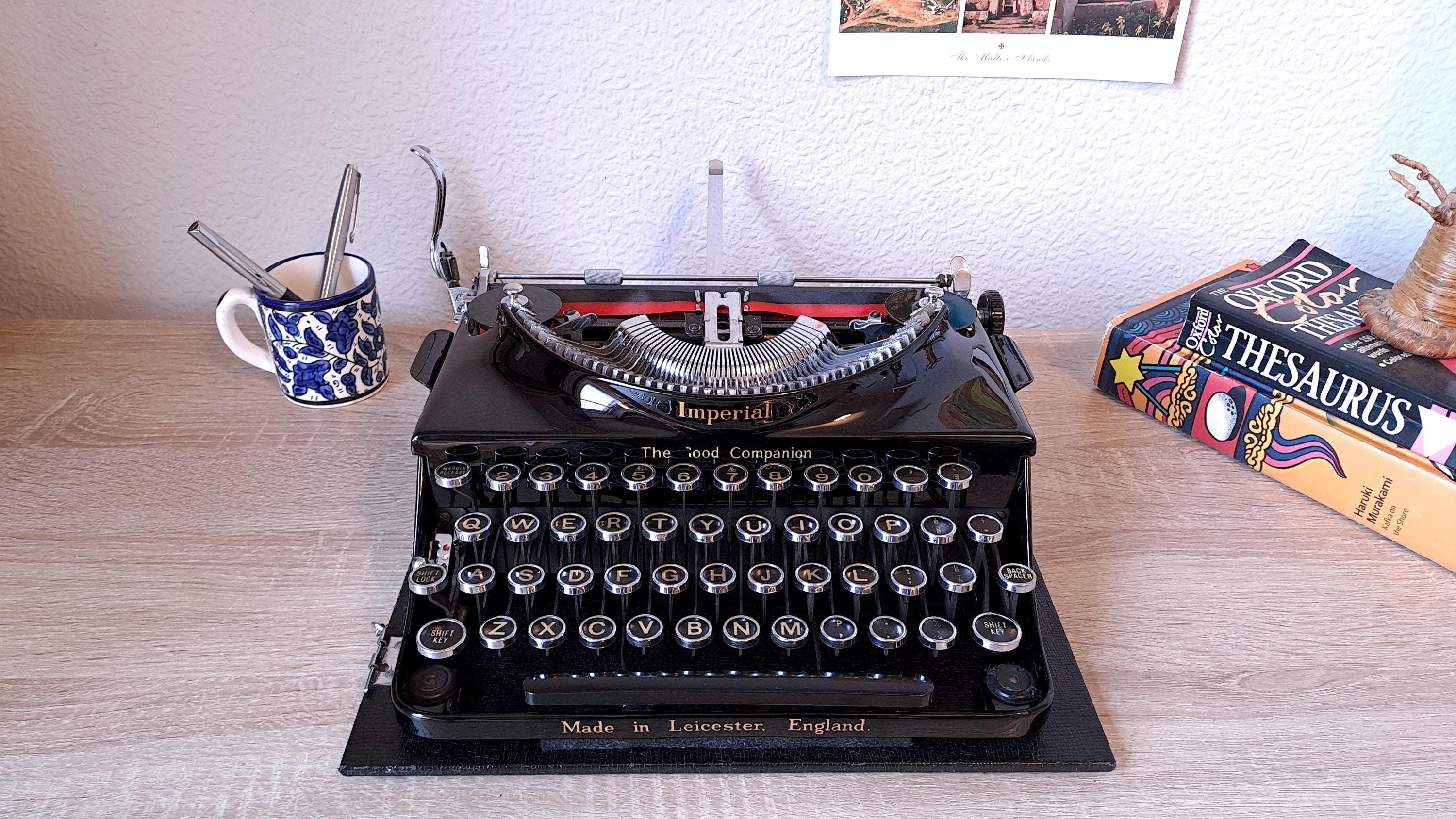 Imperial Good Companion Typewriter with Rare Secretarial Case, New Platen & Baseboard Feet