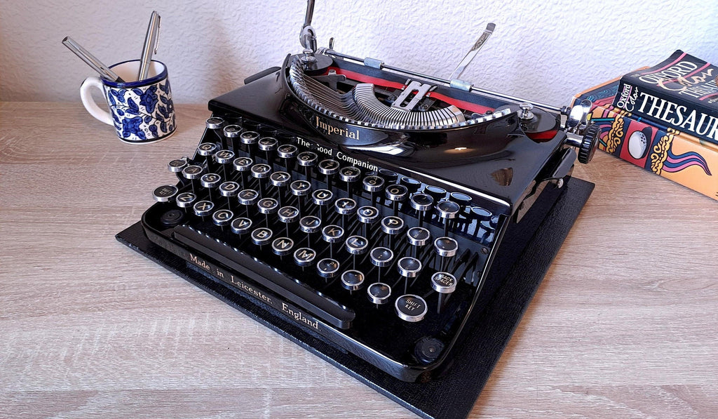 Imperial Good Companion Typewriter with Rare Secretarial Case, New Platen & Baseboard Feet