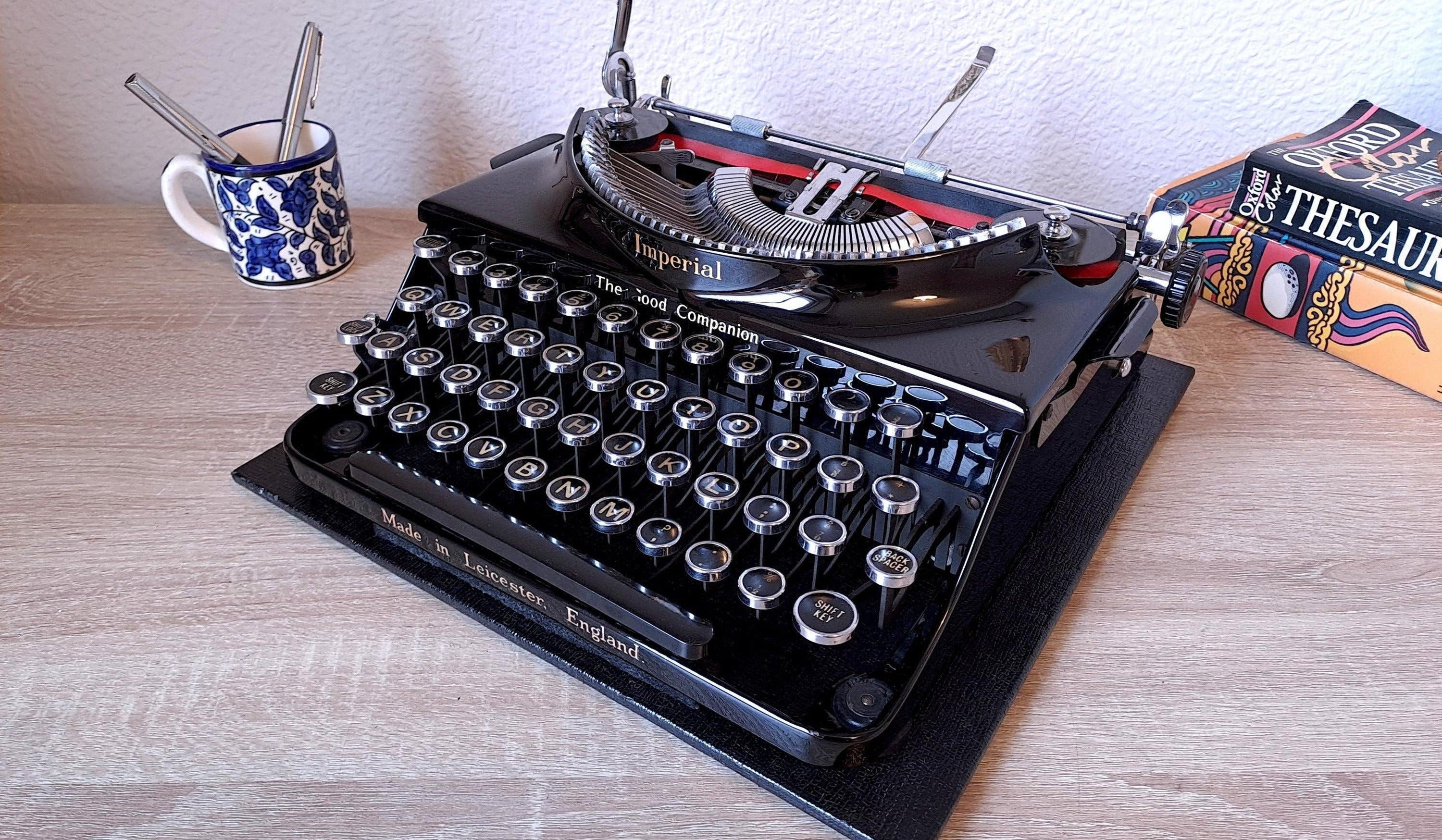Imperial Good Companion Typewriter with Rare Secretarial Case, New Platen & Baseboard Feet