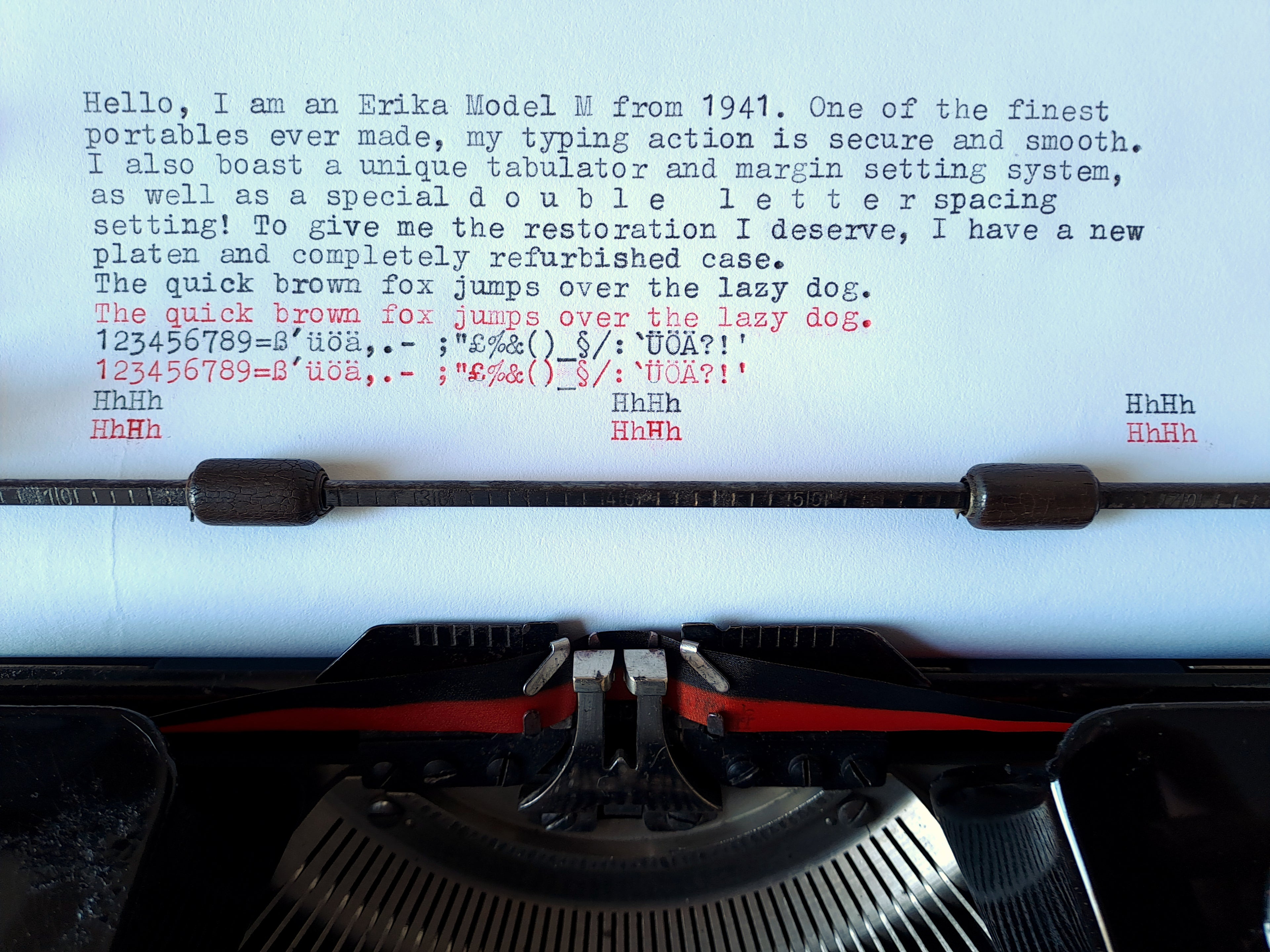 Erika Model M Typewriter, New Platen