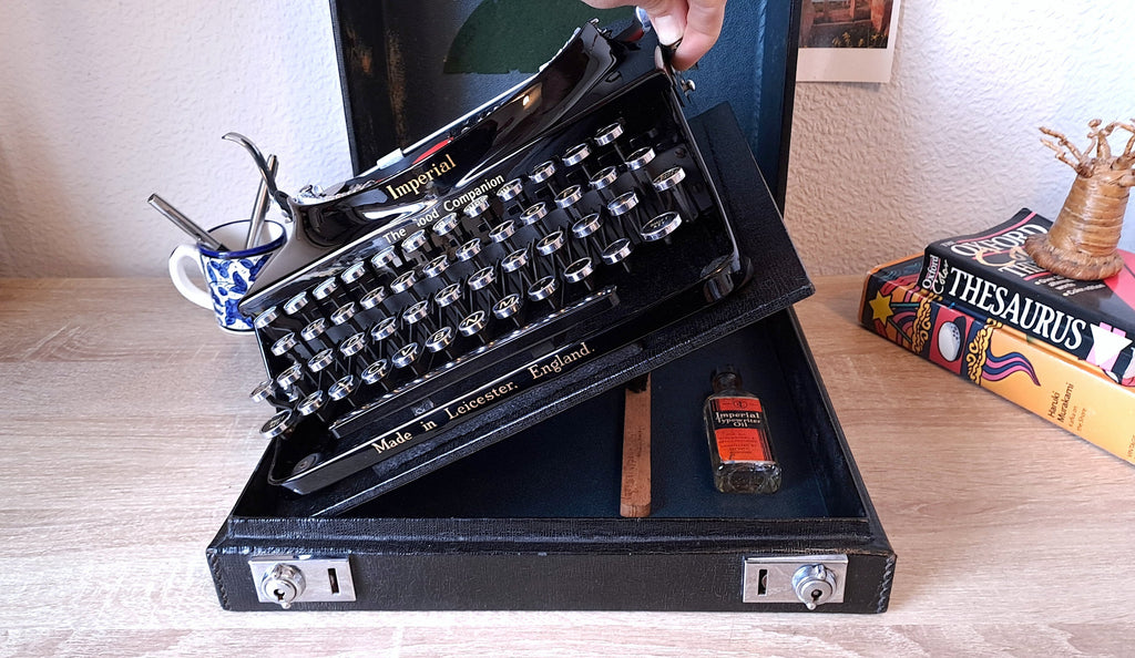 Imperial Good Companion Typewriter with Rare Secretarial Case, New Platen & Baseboard Feet