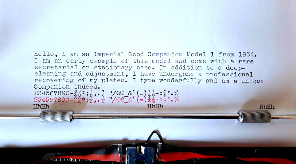 Imperial Good Companion Typewriter with Rare Secretarial Case, New Platen & Baseboard Feet