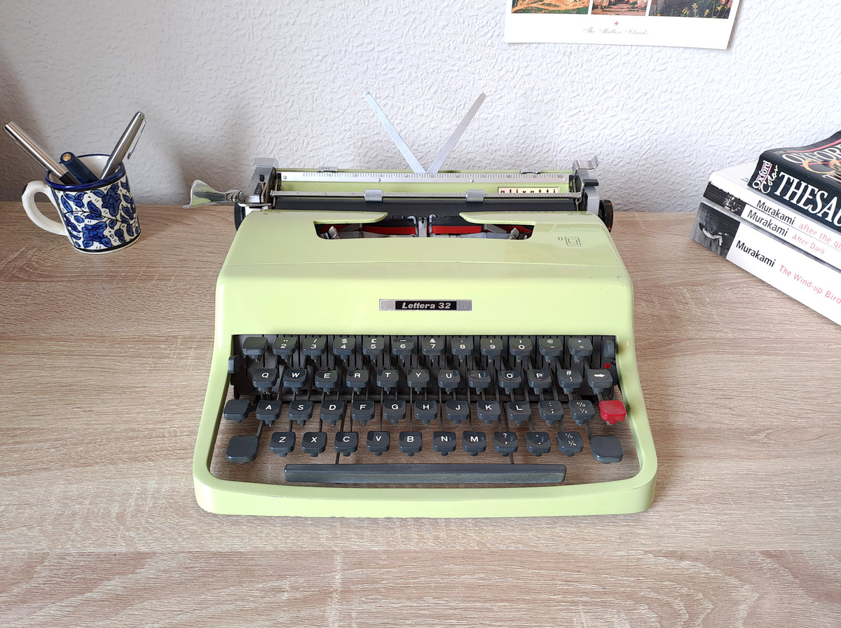 Green Olivetti Lettera 32 Typewriter