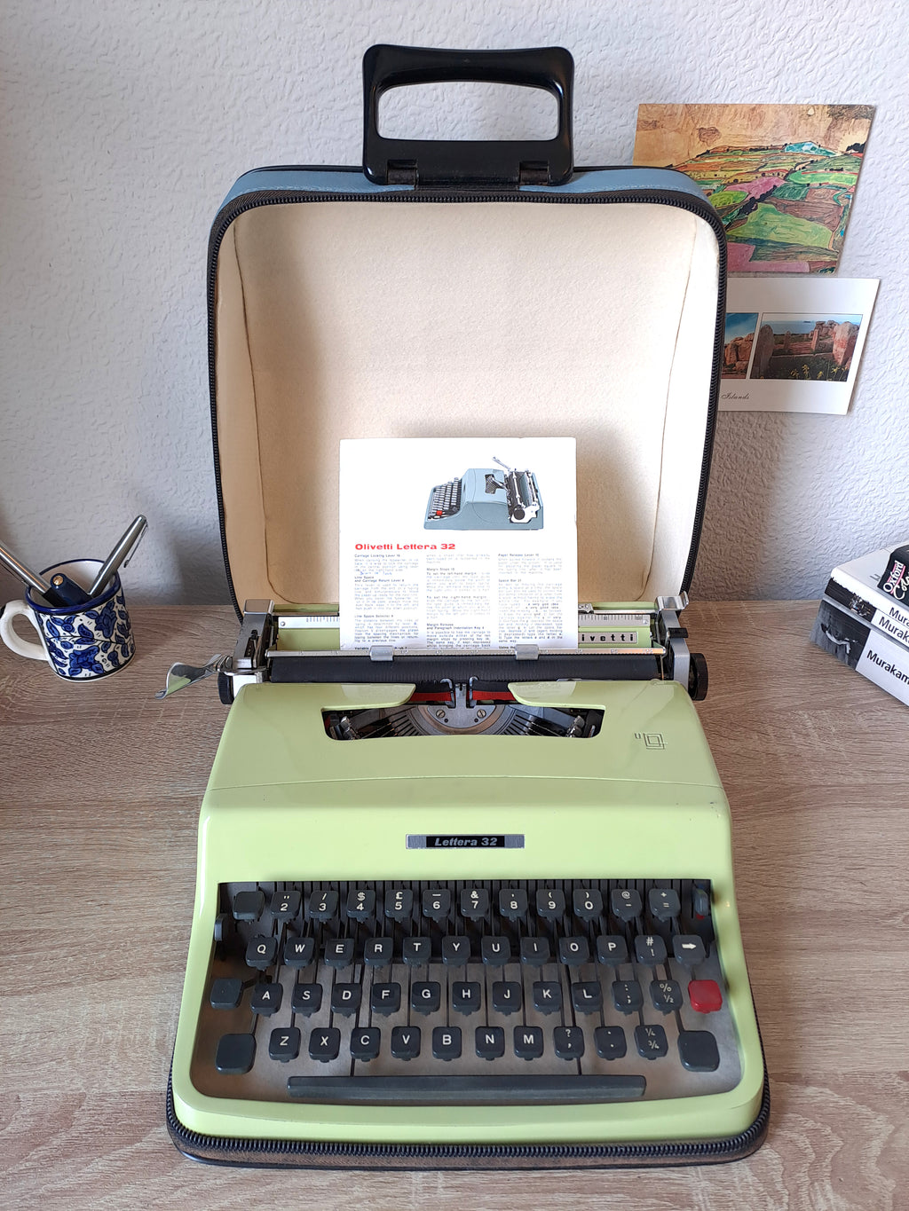 Green Olivetti Lettera 32 Typewriter