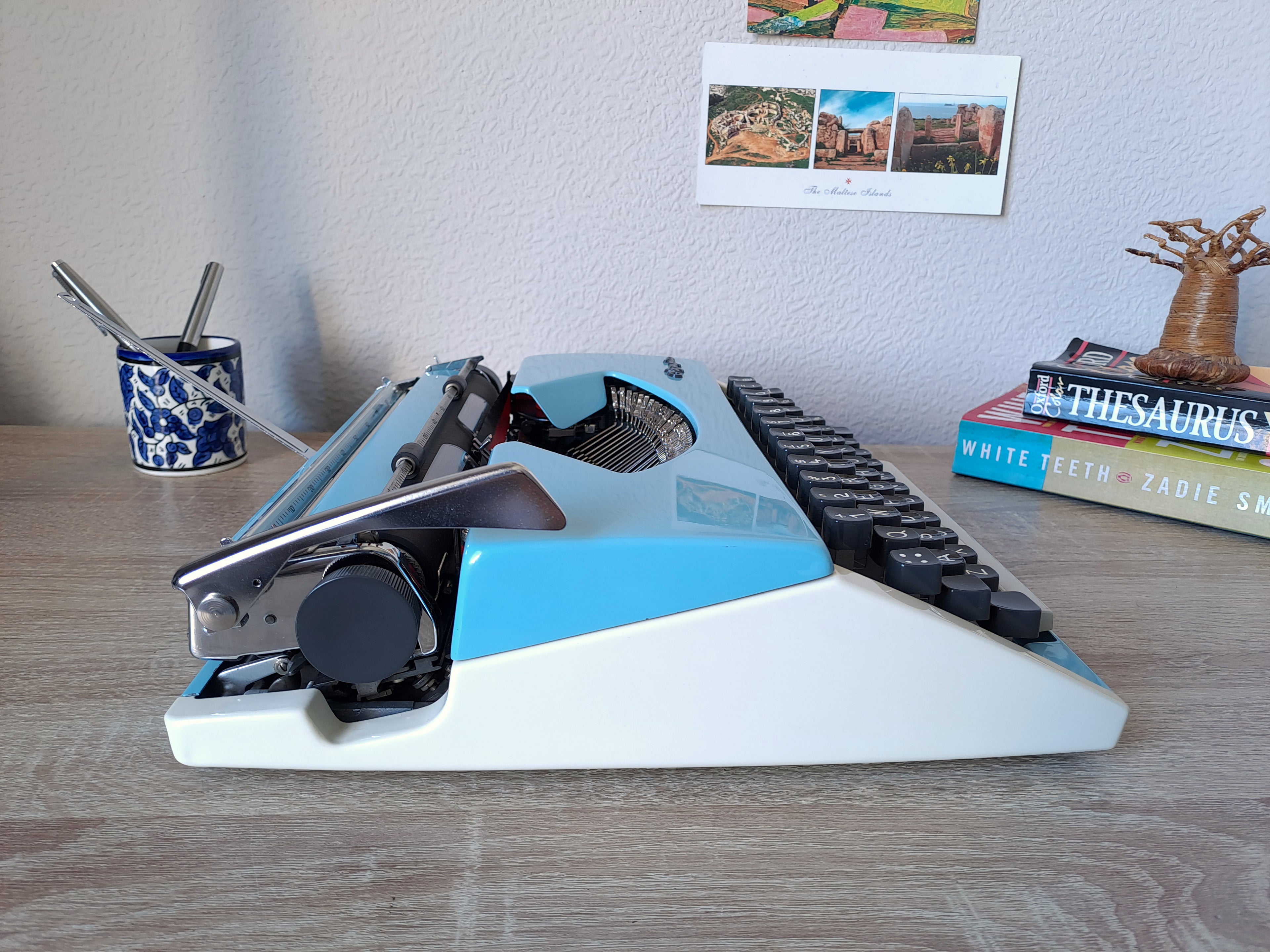 Custom-painted Script (cursive) Olympia SF Typewriter