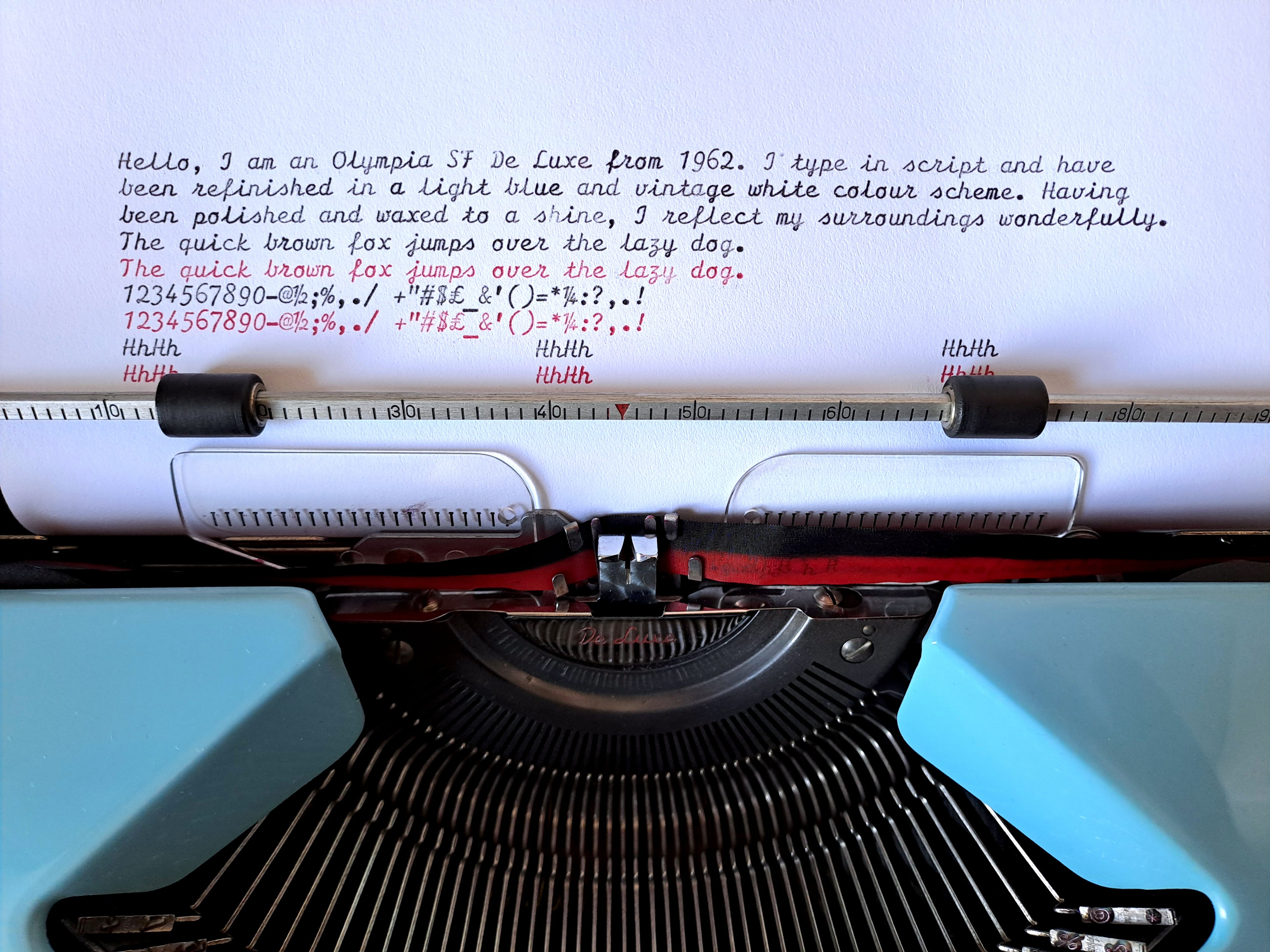 Custom-painted Script (cursive) Olympia SF Typewriter