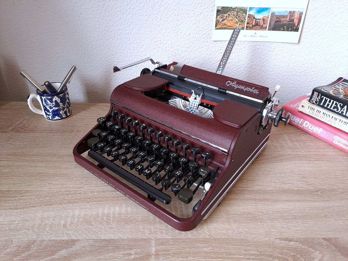 Maroon Olympia SM1 Typewriter