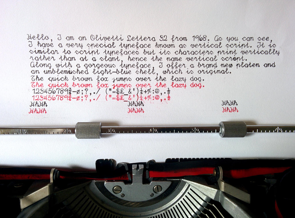 Vertical Script Olivetti Lettera 32 Typewriter, New Platen