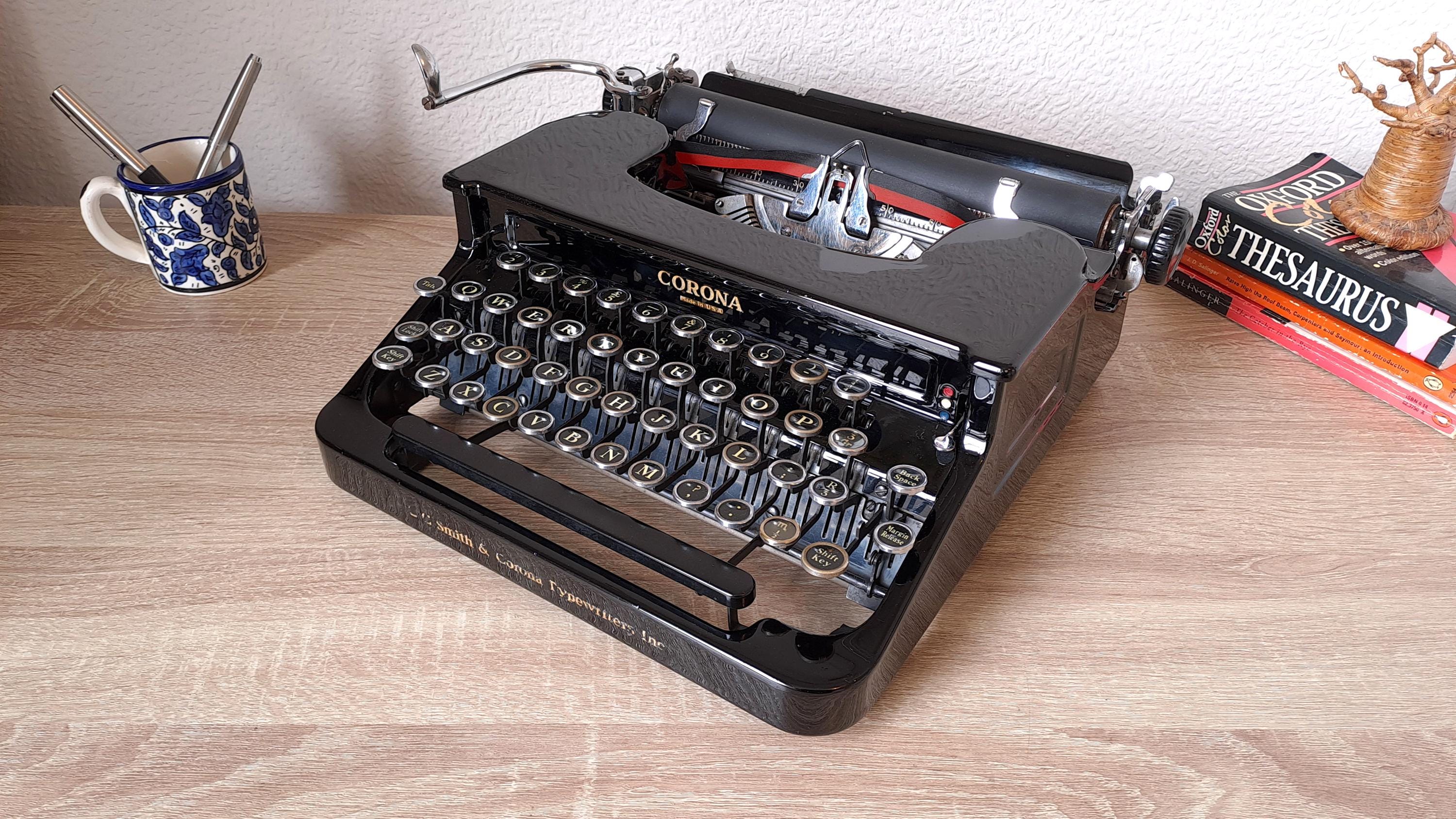 Corona 'Flat Top' Typewriter with rare Apothecary Keys & New Platen