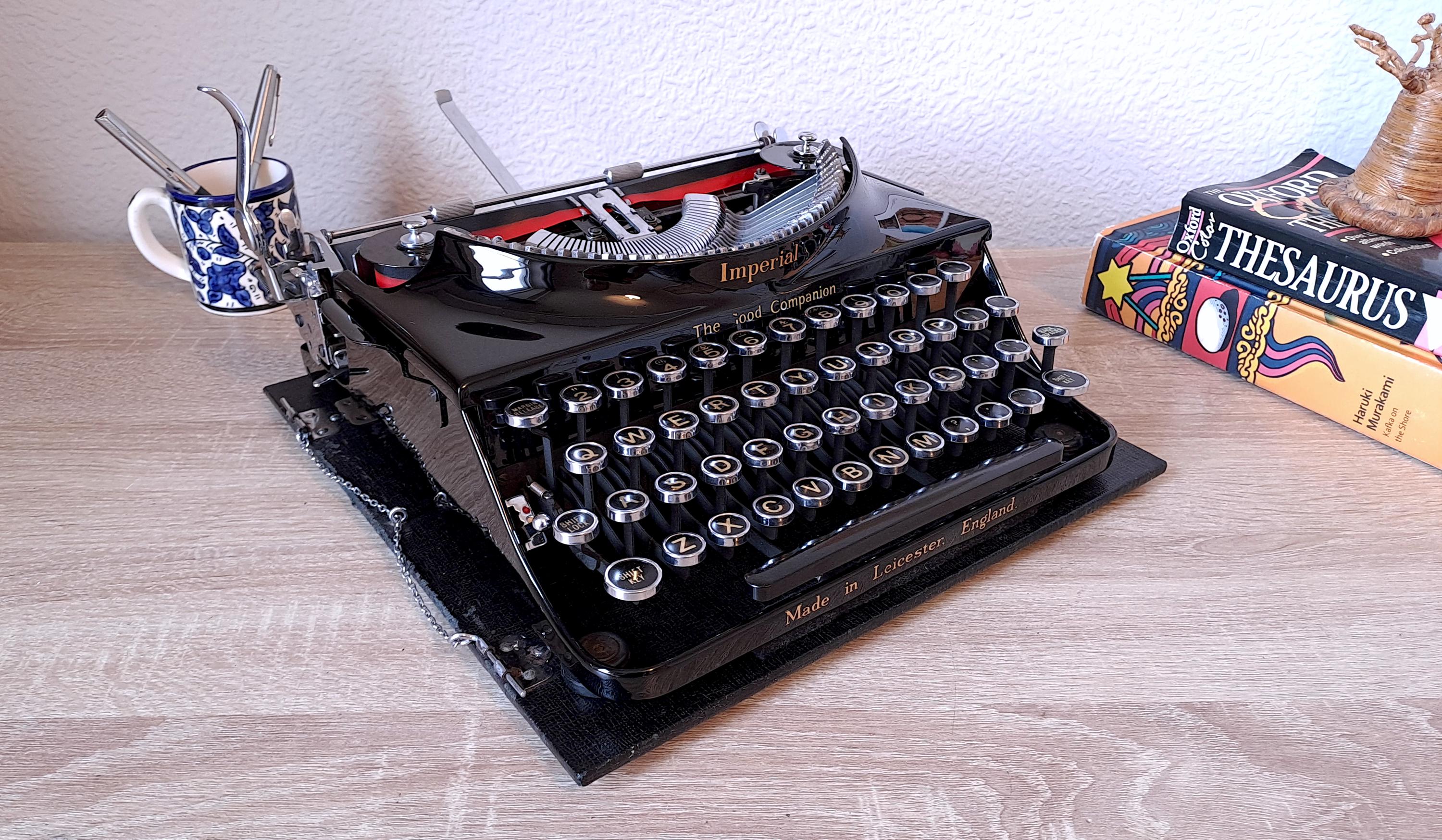 Imperial Good Companion Typewriter with Rare Secretarial Case, New Platen & Baseboard Feet