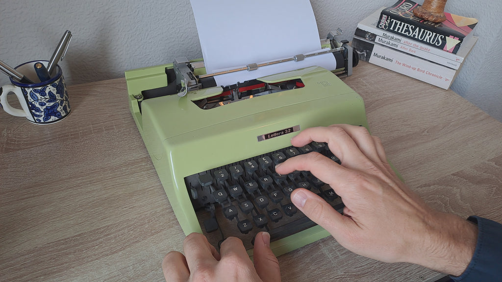 Green Olivetti Lettera 32 Typewriter