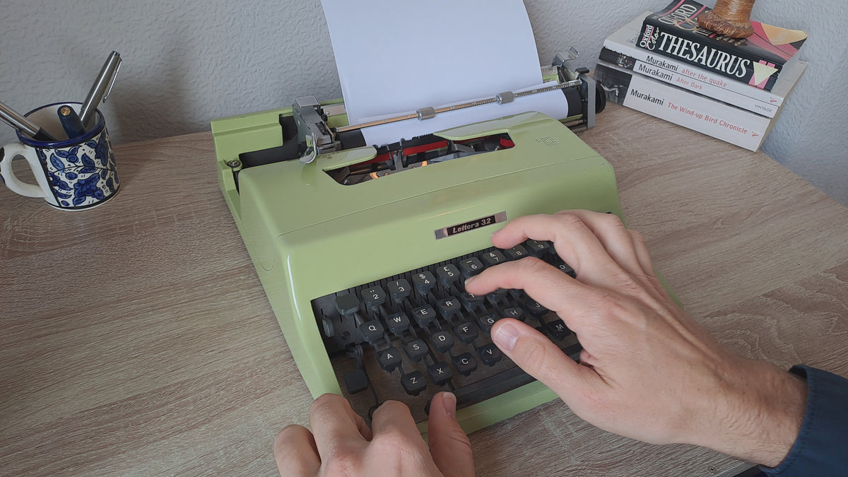 Green Olivetti Lettera 32 Typewriter