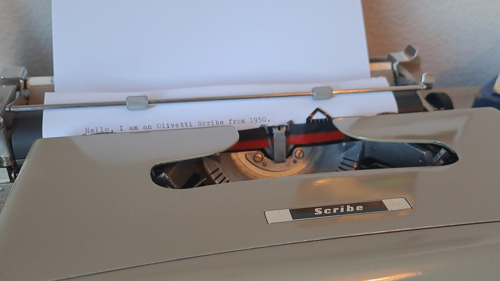 Olivetti Scribe Typewriter with Rare Wooden Case & Original Dust Cover